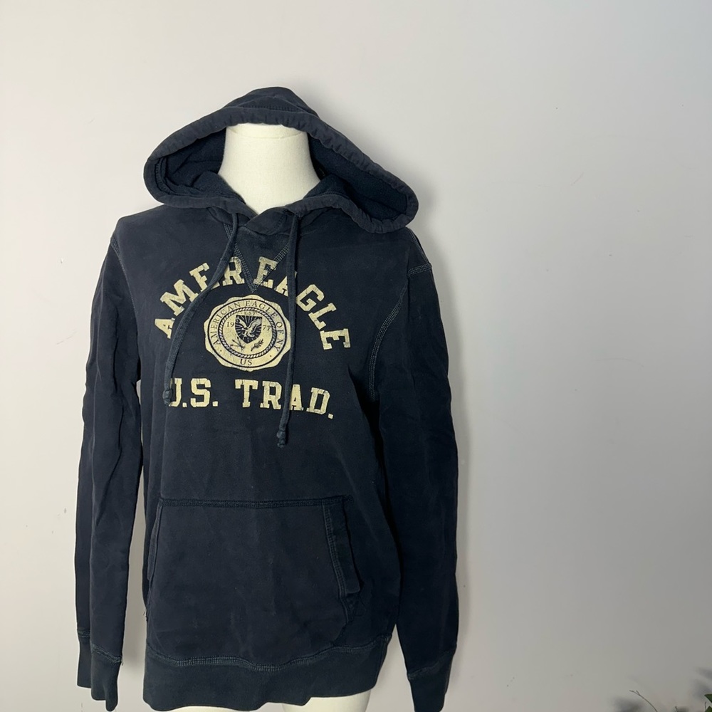 American Eagle Outfitters XS Extra Small Navy Blue Hoodie Sweatshirt EO Womens